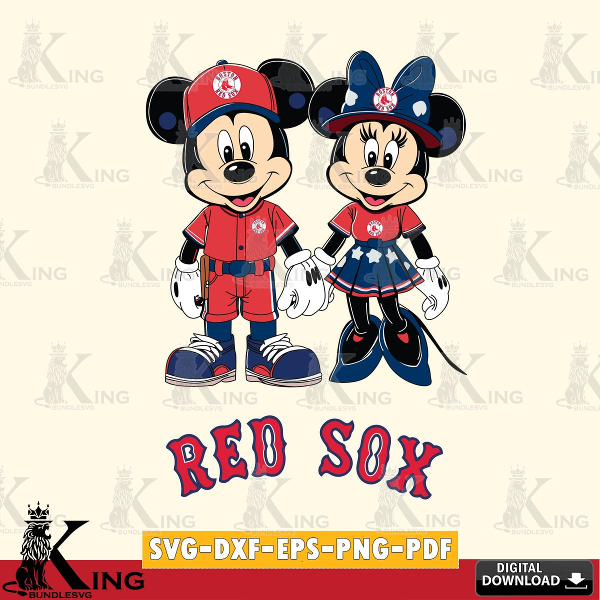 Boston Red Sox Mickey Minnie Baseball SVG file , For Cricut,  File cut , Digital Download , PDF File, Cut Files