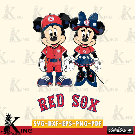 Boston Red Sox Mickey Minnie Baseball SVG file , For Cricut,  File cut , Digital Download , PDF File, Cut Files