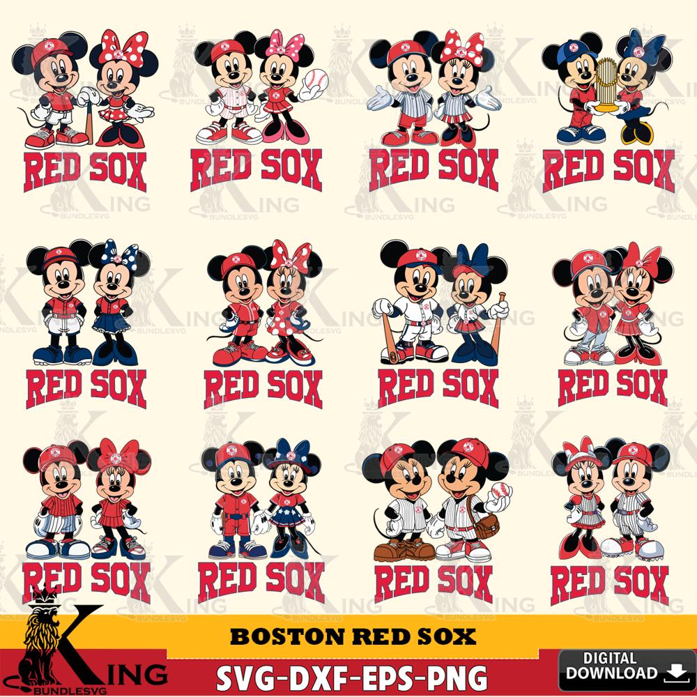 Boston Red Sox Mickey Minnie MLB Bundle SVG DXF EPS PNG PDF, MLB for Cricut, Silhouette, Digital Download , file cut