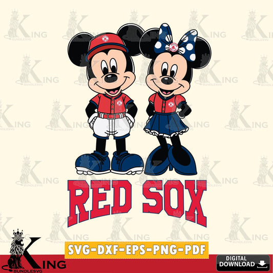 Boston Red Sox Mickey Minnie Mouse Baseball SVG File, MLB for Cricut, Silhouette, Digital Download , file cut