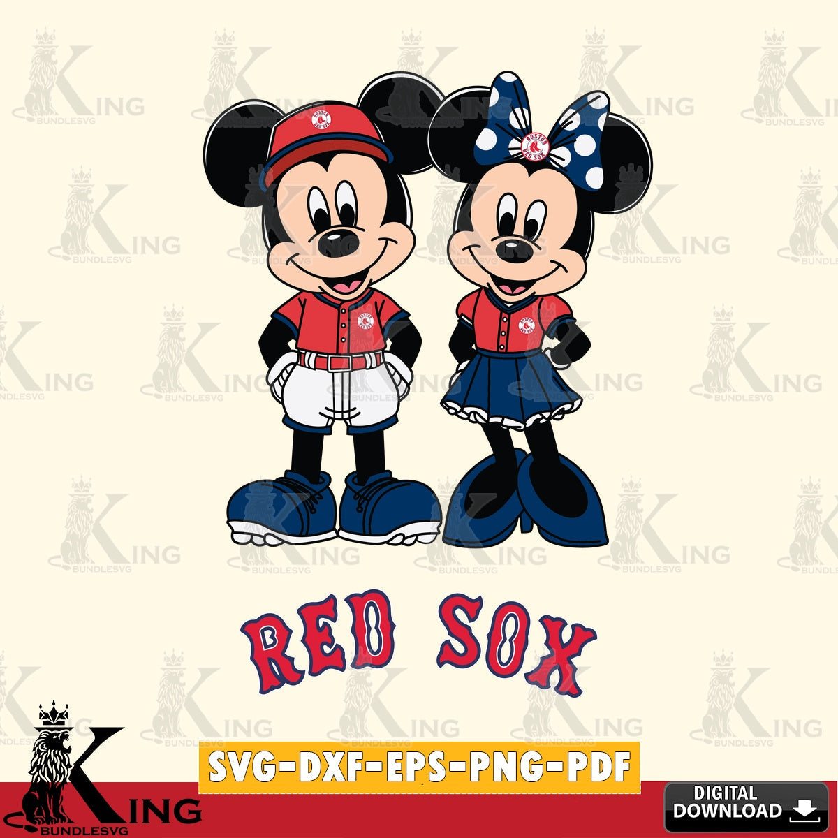 Boston Red Sox Mickey Minnie Mouse Baseball SVG file , For Cricut,  File cut , Digital Download , PDF File, Cut Files
