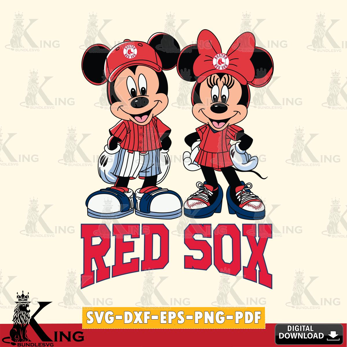 Boston Red Sox Mickey Minnie Mouse Fan SVG File, MLB for Cricut, Silhouette, Digital Download , file cut