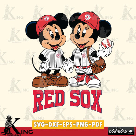 Boston Red Sox Mickey Minnie Mouse couple SVG File, MLB for Cricut, Silhouette, Digital Download , file cut