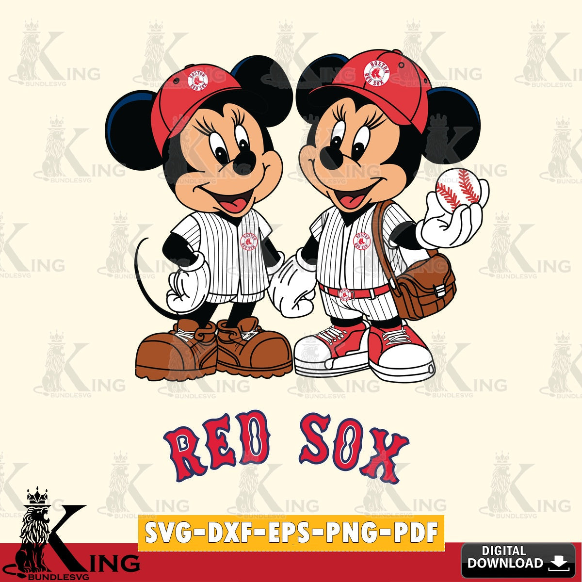 Boston Red Sox Mickey Minnie Mouse couple SVG file , For Cricut,  File cut , Digital Download , PDF File, Cut Files