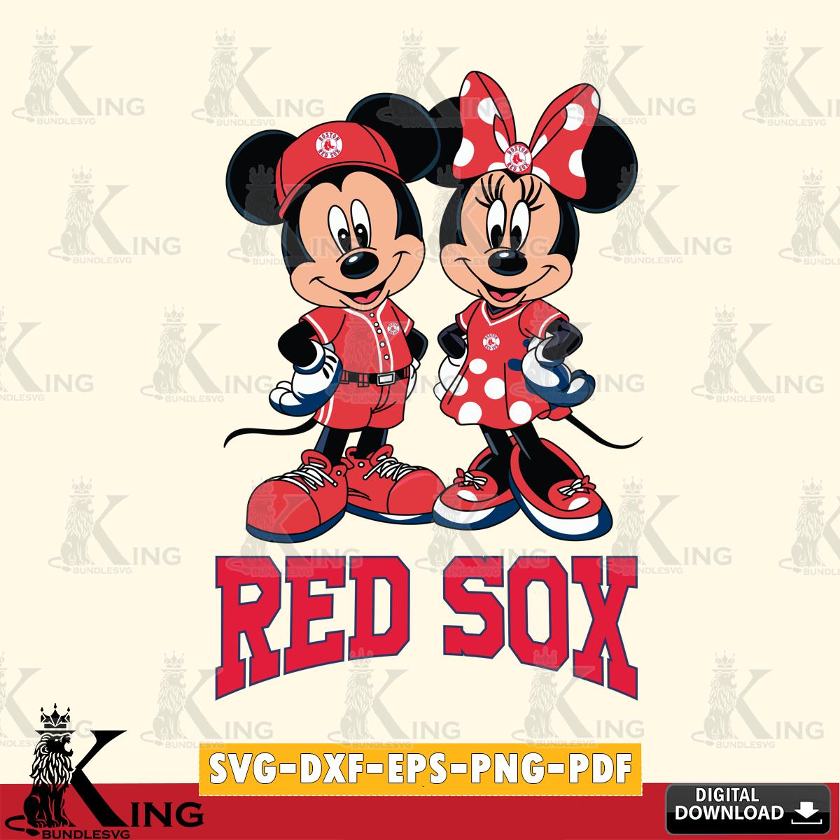 Boston Red Sox Mickey Minnie Mouse couple sport SVG File, MLB for Cricut, Silhouette, Digital Download , file cut