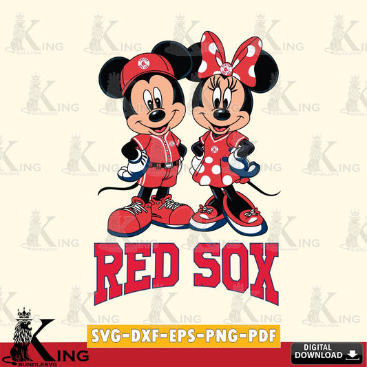 Boston Red Sox Mickey Minnie Mouse couple sport SVG File, MLB for Cricut, Silhouette, Digital Download , file cut