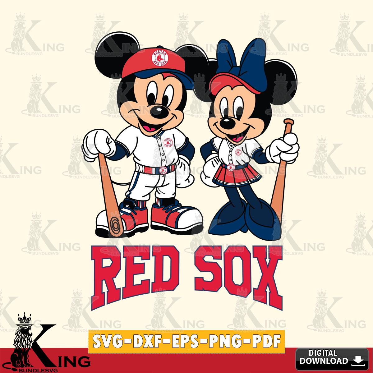 Boston Red Sox Mickey Minnie Mouse player SVG File, MLB for Cricut, Silhouette, Digital Download , file cut