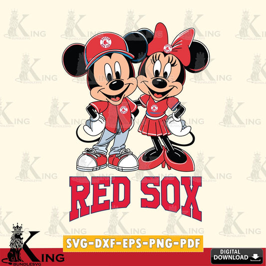 Boston Red Sox Mickey Minnie Mouse smile SVG File, MLB for Cricut, Silhouette, Digital Download , file cut