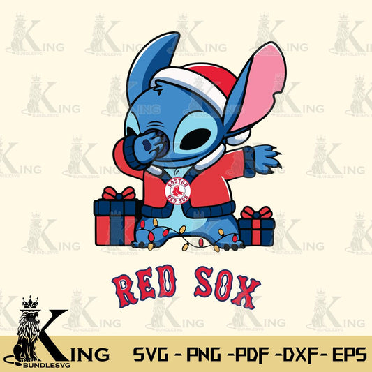 Boston Red Sox Stitch Merry Christmas Svg Eps Dxf Png File, Digital Download