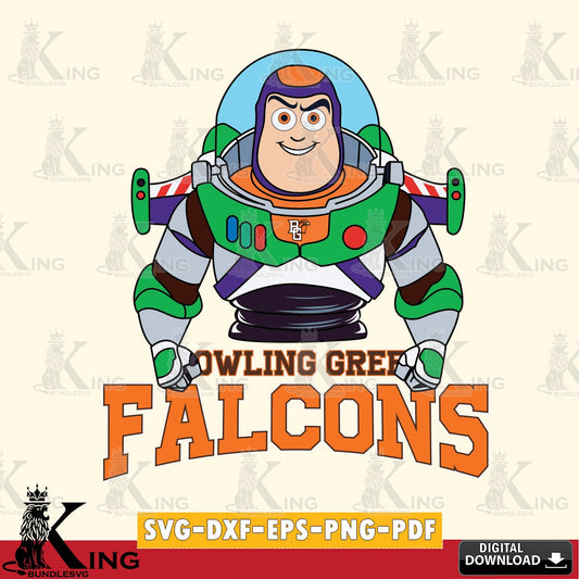 Eye-catching graphic of a Bowling Green Falcons Buzz Lightyear football, PNG clipart for sublimation printing and graphic design