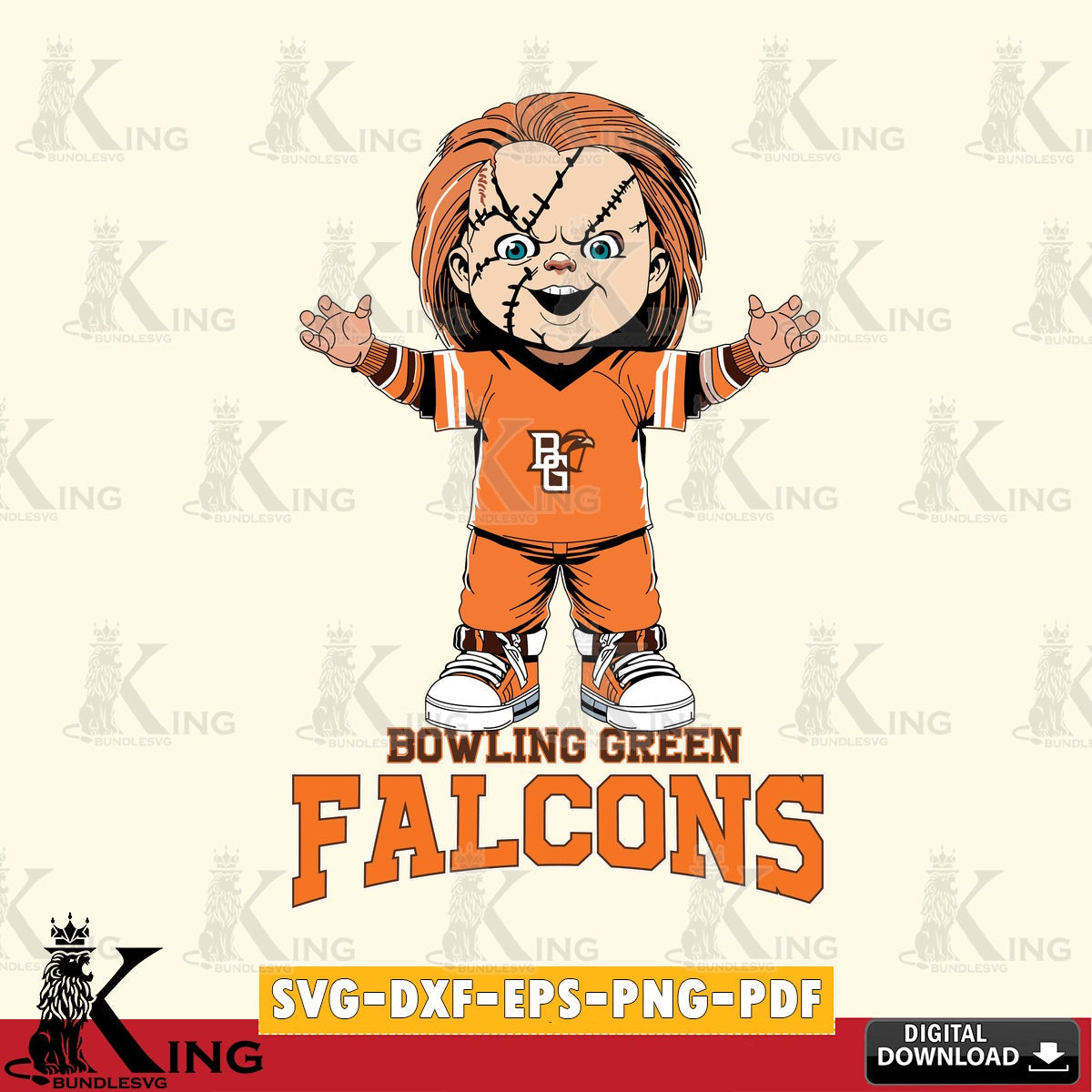 Stylish representation of Bowling Green Falcons Chucky Football, versatile clip art for stickers, decals, and mugs