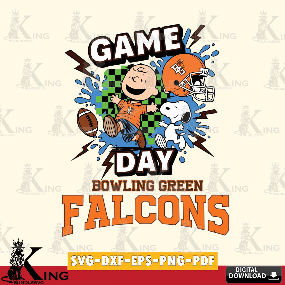 Bowling Green Falcons Game Day Peanuts SVG, Cricut, Cut file  , Digital Download , Instant Download, Peanuts svg, NCAA svg, Football svg, Sport svg