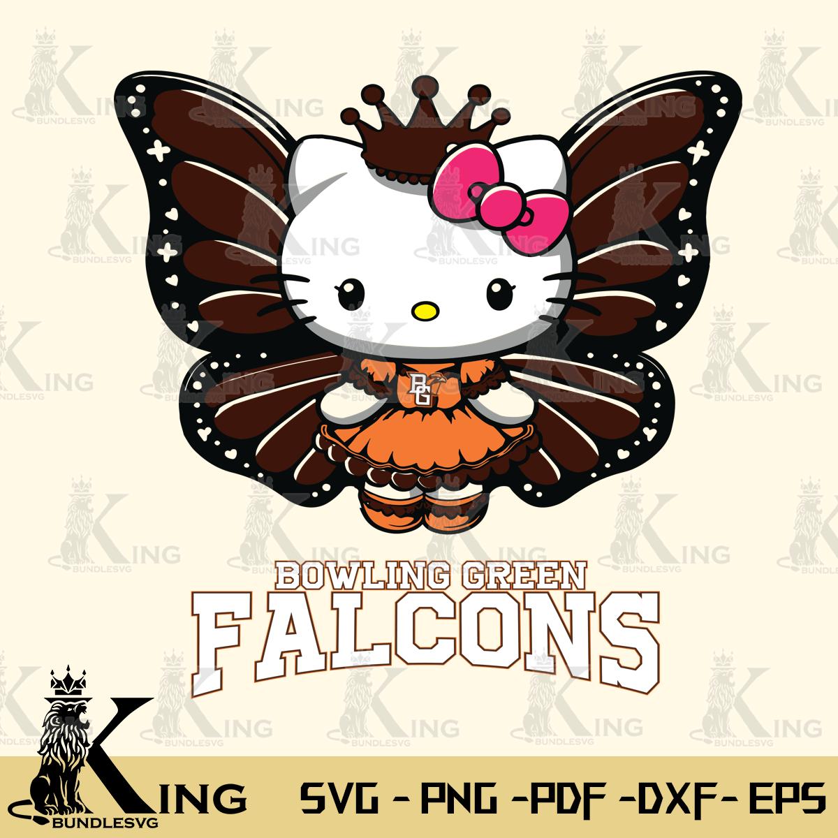 Bowling Green Falcons Kitty Wings & Flowers Svg Eps Dxf Png File, Digital Download