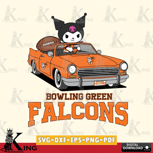 Bowling Green Falcons Kuromi Car Football Game SVG file, Cricut, Cut file  , Digital Download , Instant Download, Sanrio svg, Clipart