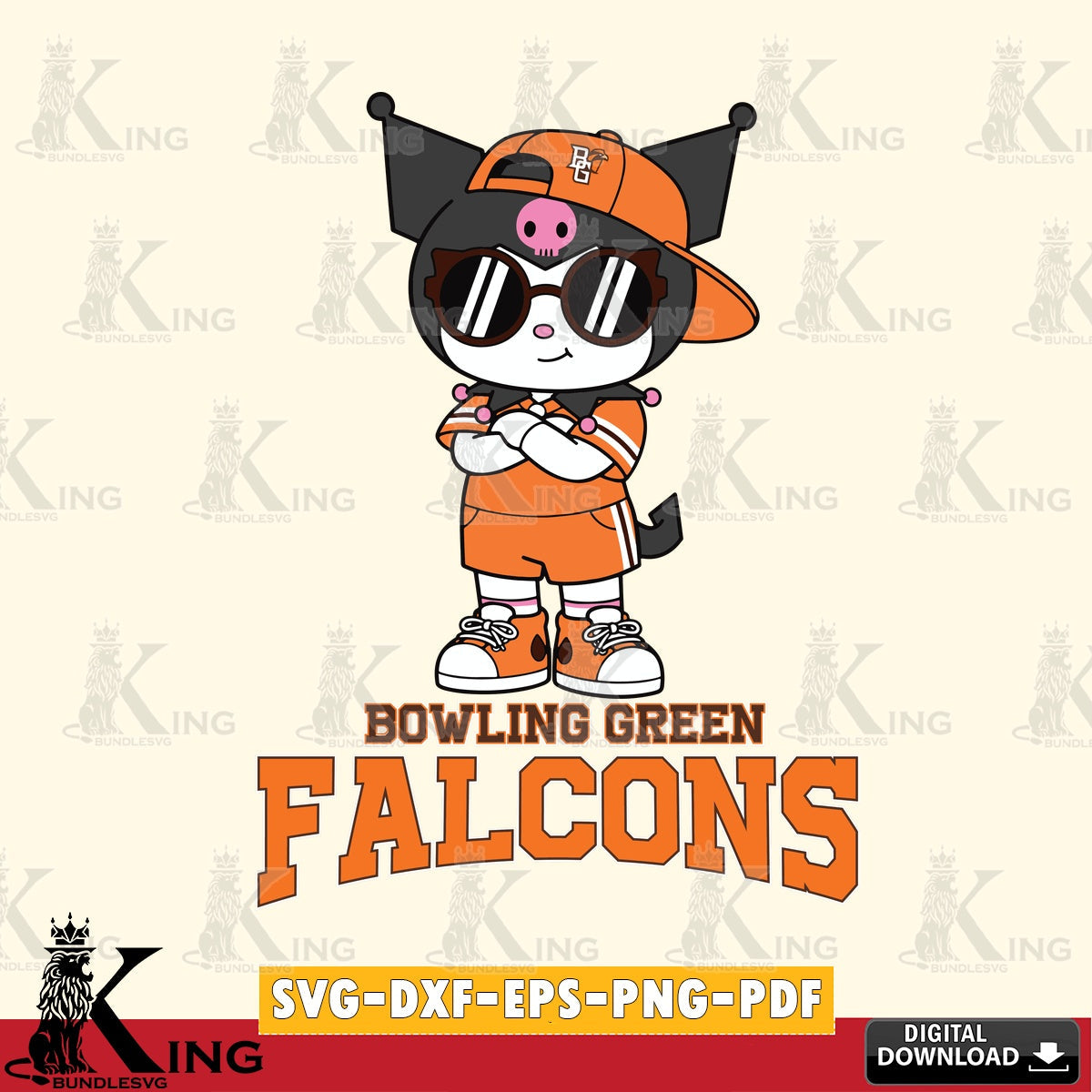 Bowling Green Falcons Kuromi Football Jersey SVG file, Cricut, Cut file  , Digital Download , Instant Download, Sanrio svg, Clipart