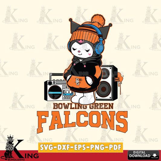 Bowling Green Falcons Kuromi Football Music SVG file, Cricut, Cut file  , Digital Download , Instant Download, Sanrio svg, Clipart