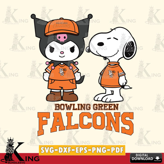 Bowling Green Falcons Kuromi Snoopy Football SVG file, Cricut, Cut file  , Digital Download , Instant Download, Sanrio svg, Clipart