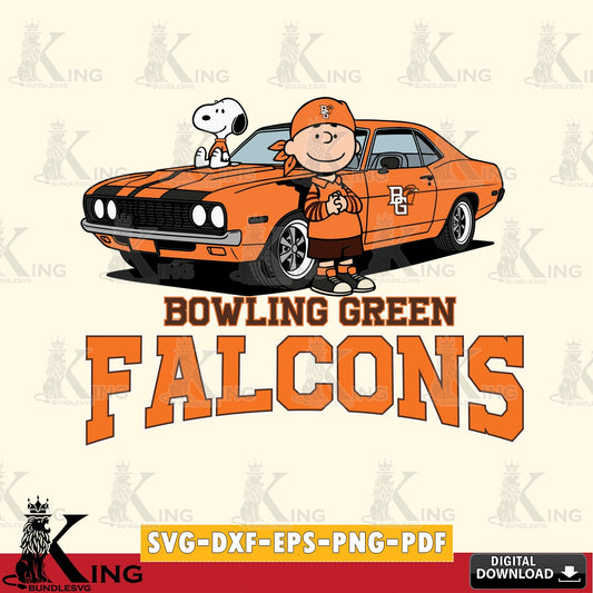 Bowling Green Falcons Peanuts Muscle Car SVG, Cricut, Cut file  , Digital Download , Instant Download, Peanuts svg, NCAA svg, Football svg, Sport svg