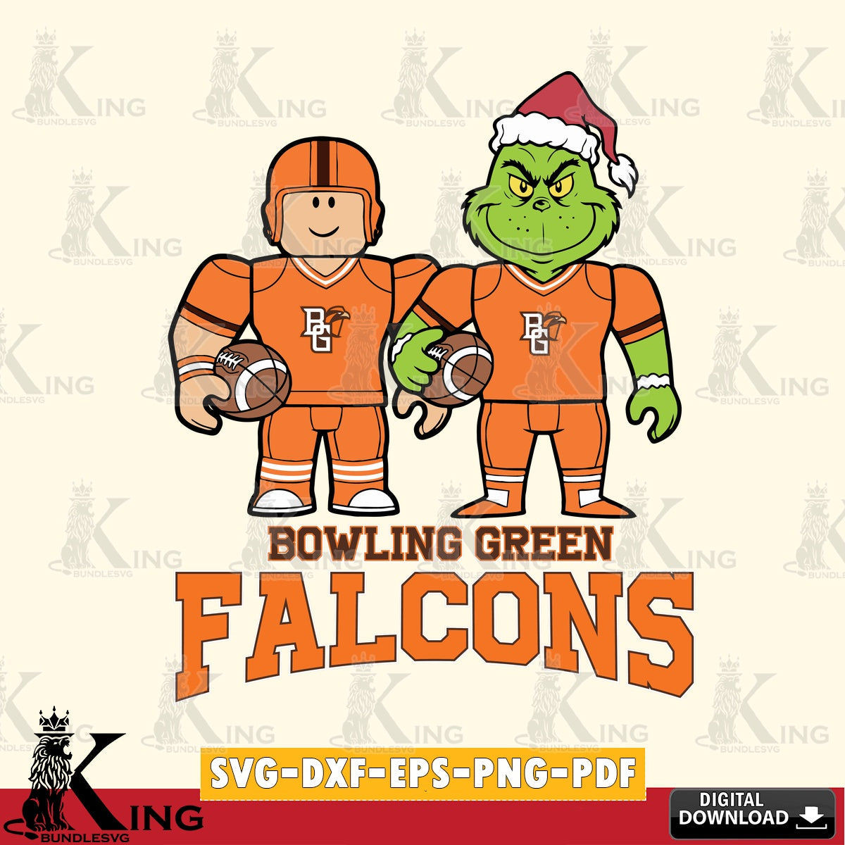 Bowling Green Falcons Roblox & Grinch Football SVG file , NCAA Cricut,  File cut , Digital Download , PDF File