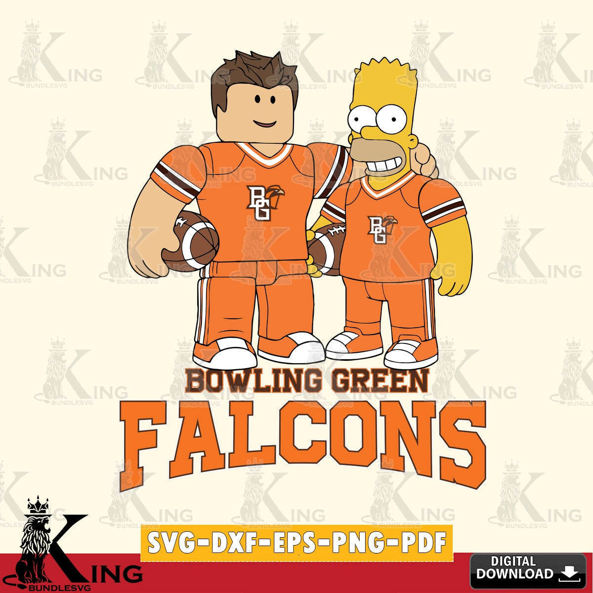 Bowling Green Falcons Roblox & Homer Simpson Football SVG file , NCAA Cricut,  File cut , Digital Download , PDF File