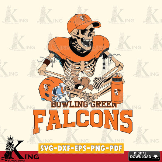Printable art of a Bowling Green Falcons skeleton player football, crafting file for iron-on transfer and vinyl decals.