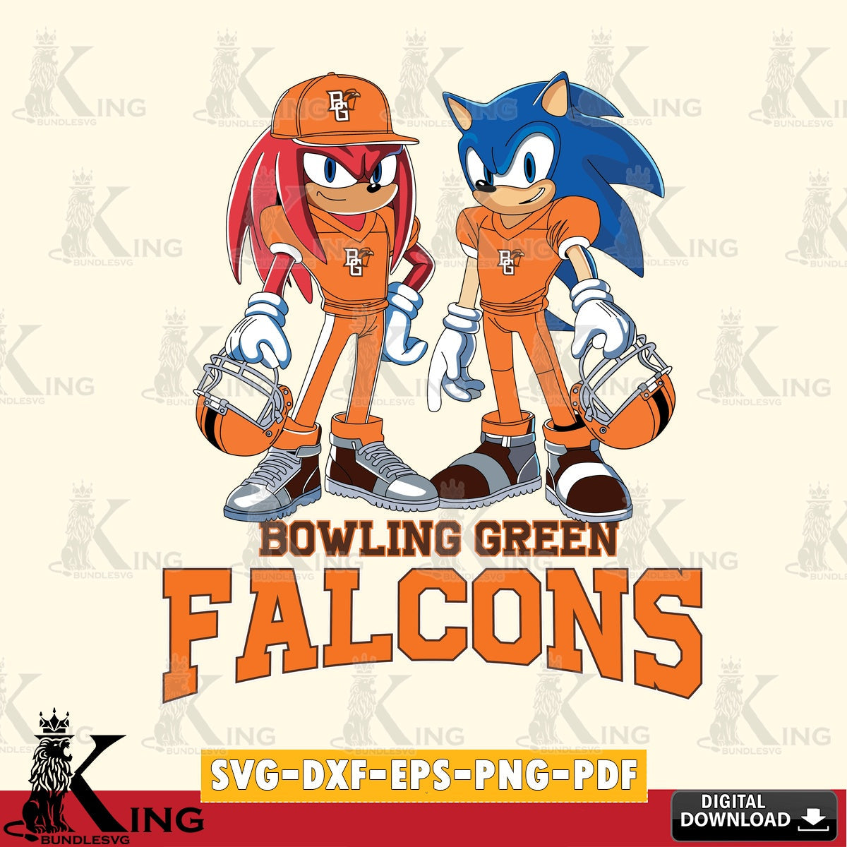 Bowling Green Falcons Sonic And Knuckles Player Football SVG file, Vector , Digital Download , PDF File , Instant Download