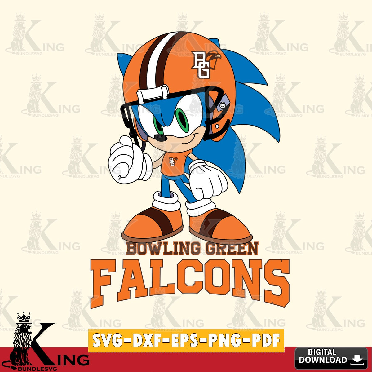 Hand-drawn style art of Bowling Green Falcons Sonic Football Mascot vector art for engraving, cutting, and printing