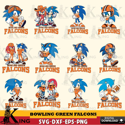 Comprehensive collection of Bowling Green Falcons Sonic & Knuckles NCAA Football Bundle SVG PNG files perfect for Cricut and