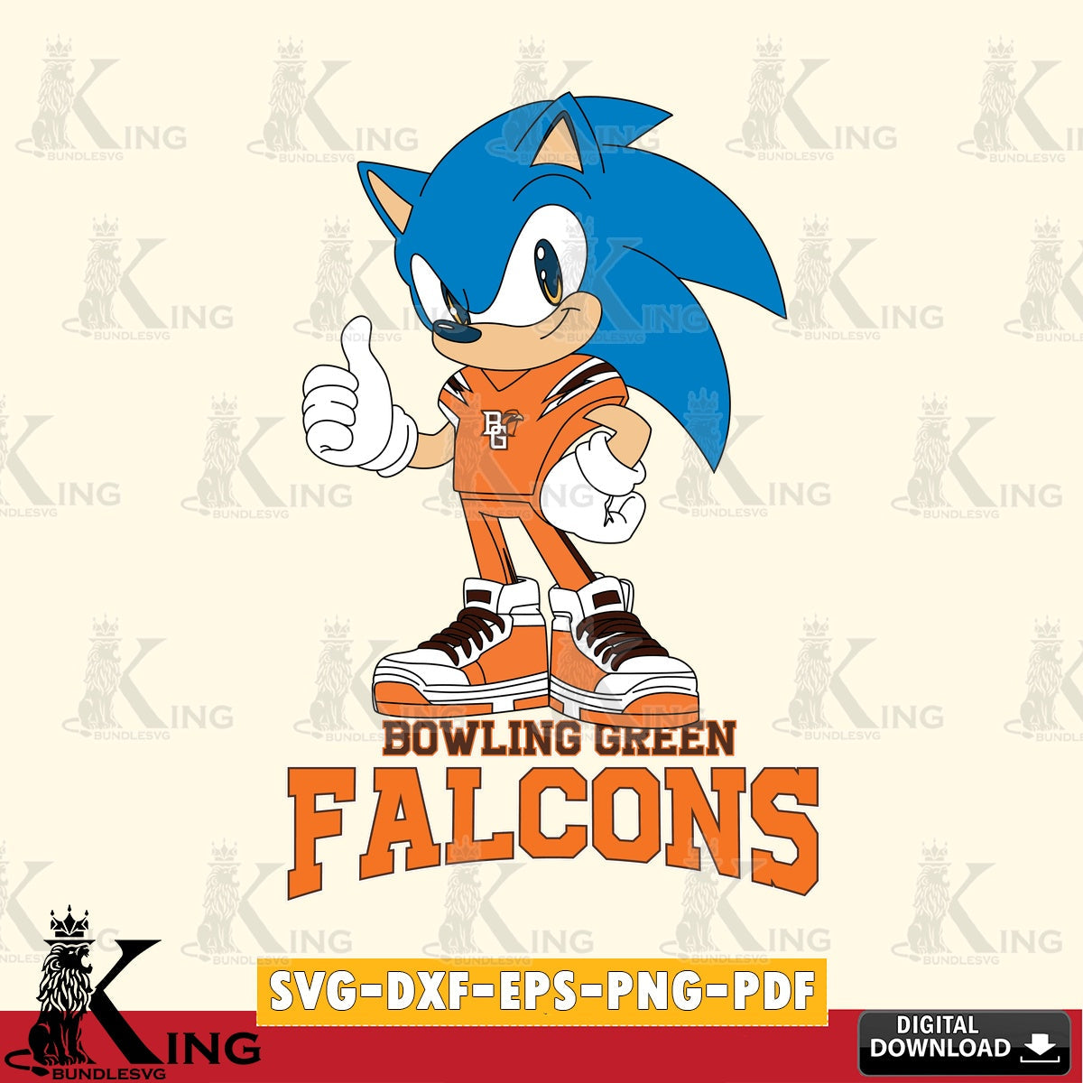 Bowling Green Falcons Sonic Like Football SVG file, Vector , Digital Download , PDF File , Instant Download
