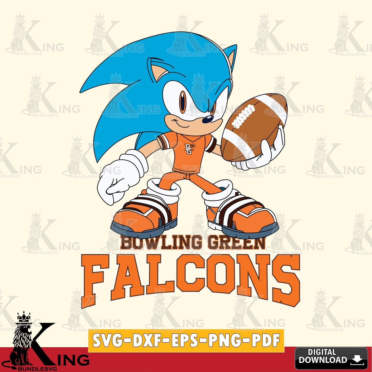 Digital clipart of Bowling Green Falcons Sonic Rugby vector art for engraving, cutting, and printing