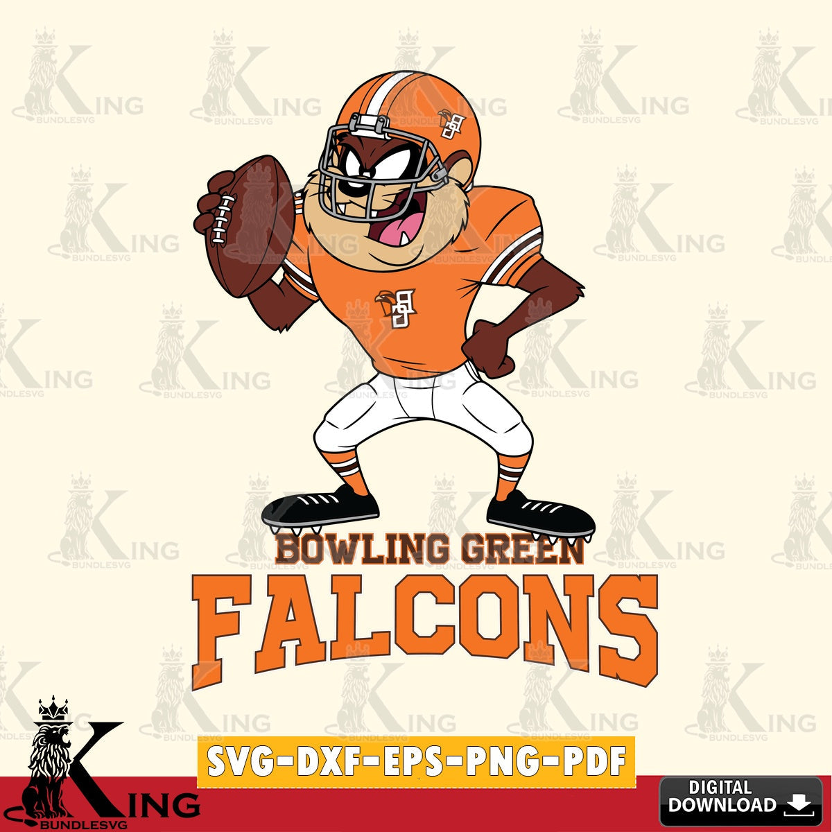 Bowling Green Falcons Taz Football Player SVG file, Cut file  , Digital Download , Instant Download, Taz svg, NCAA svg
