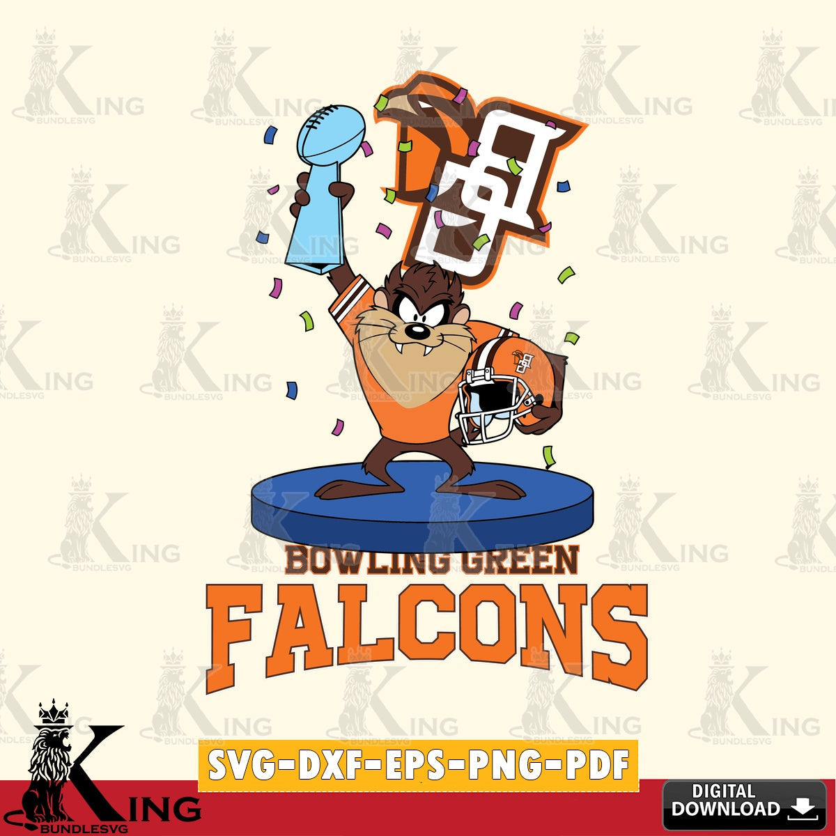 Bowling Green Falcons Taz Trophy Podium SVG file, Cut file  , Digital Download , Instant Download, Taz svg, NCAA svg