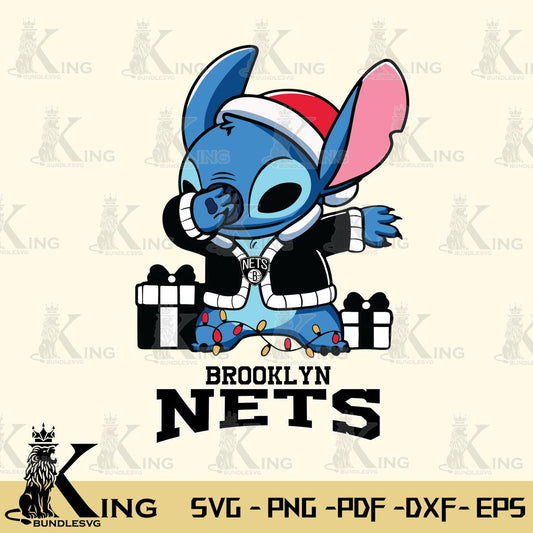 Brooklyn Nets Stitch Merry Christmas Svg Eps Dxf Png File, Digital Download