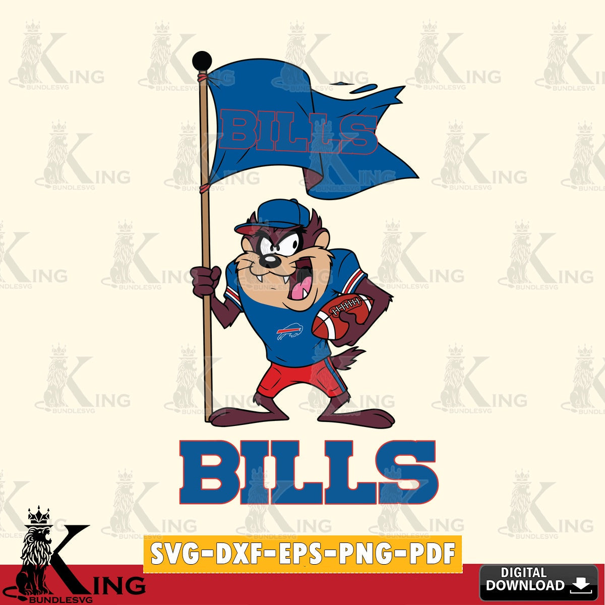 Buffalo Bills Football Taz Flag Art Cut file  , Digital Download , Instant Download, Looney Tunes svg, Football svg
