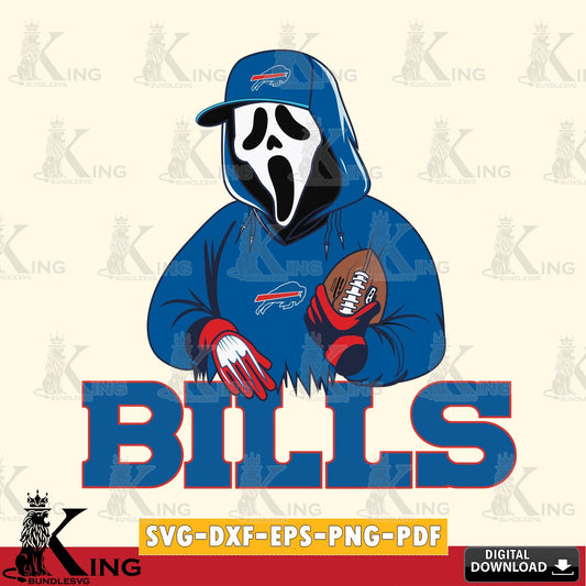 Beautiful illustration of a Buffalo Bills Ghostface Scream football player, versatile clip art for stickers, decals, and mugs.
