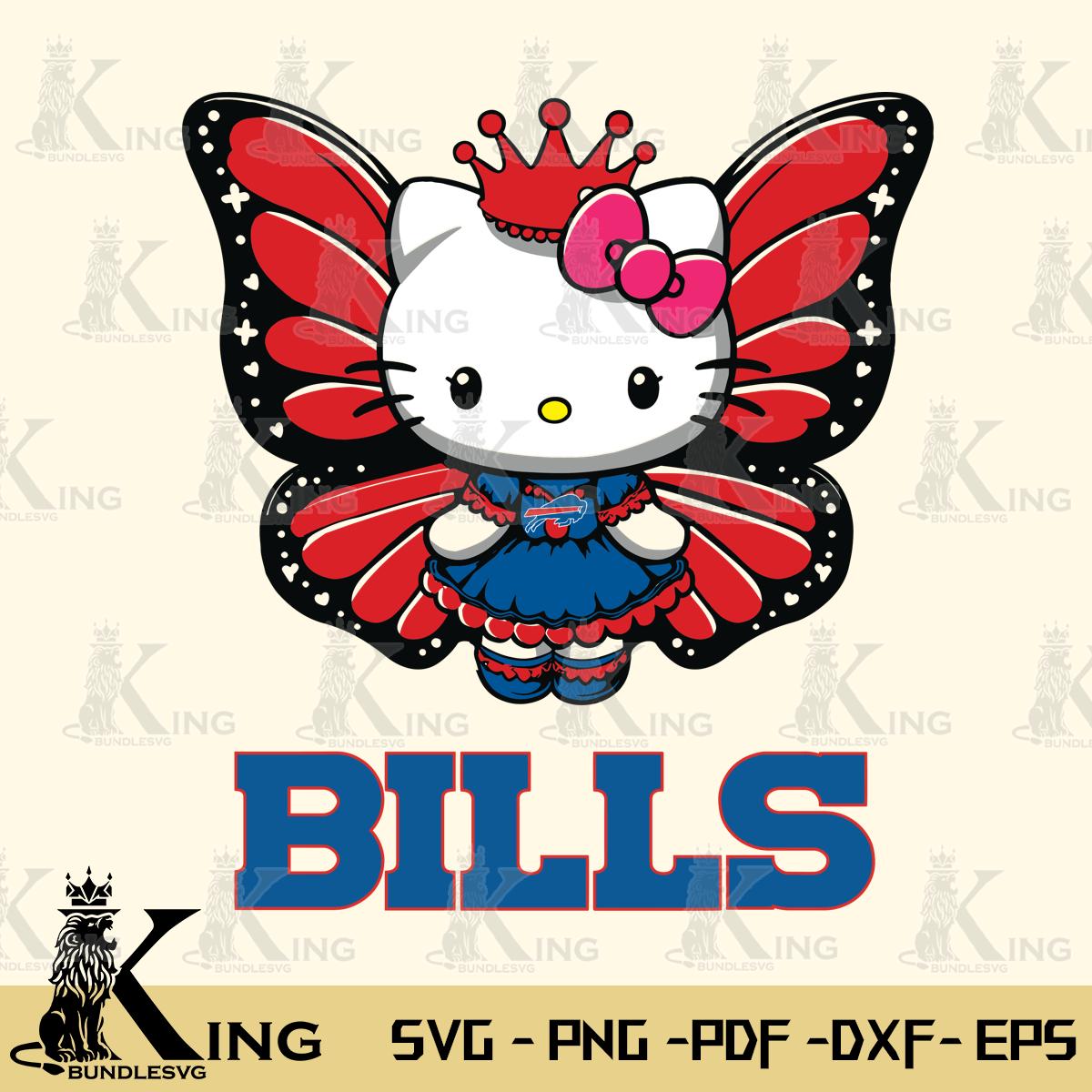 Buffalo Bills Kitty Wings & Flowers Svg Eps Dxf Png File, Digital Download