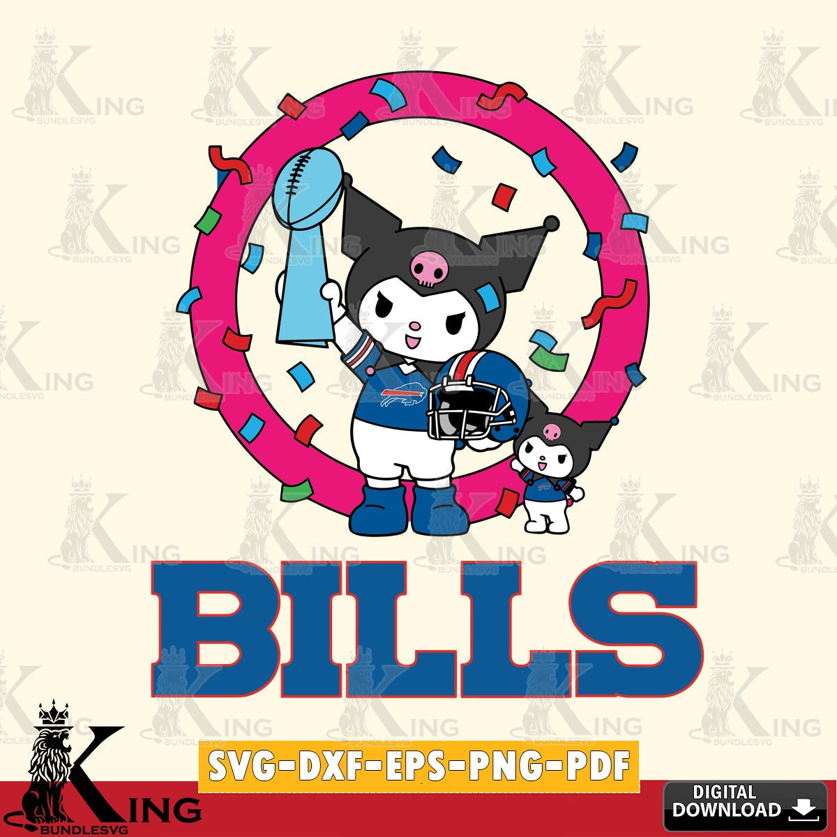 Buffalo Bills Kuromi Football Champion SVG file, Cricut, Cut file  , Digital Download , Instant Download, Sanrio svg, Clipart