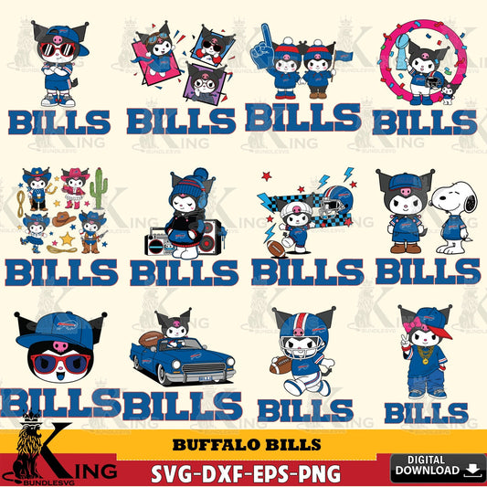 Buffalo Bills Kuromi Football Jersey NFL Bundle SVG file, Cricut, Cut file  , Digital Download , Instant Download, Sanrio svg, Clipart