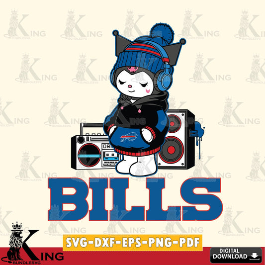 Buffalo Bills Kuromi Football Music SVG file, Cricut, Cut file  , Digital Download , Instant Download, Sanrio svg, Clipart