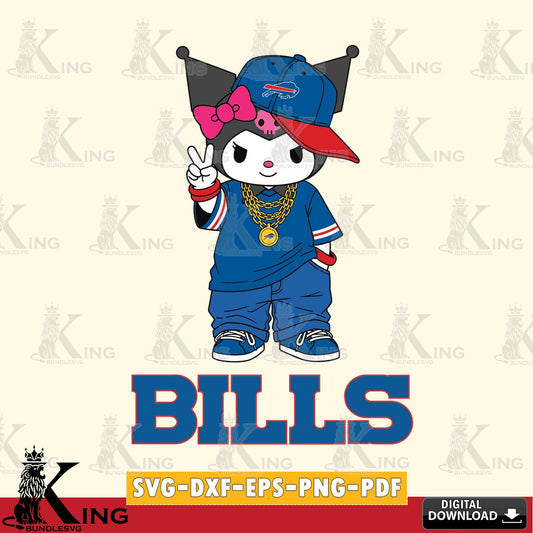 Buffalo Bills Kuromi Streetwear Style SVG file, Cricut, Cut file  , Digital Download , Instant Download, Sanrio svg, Clipart