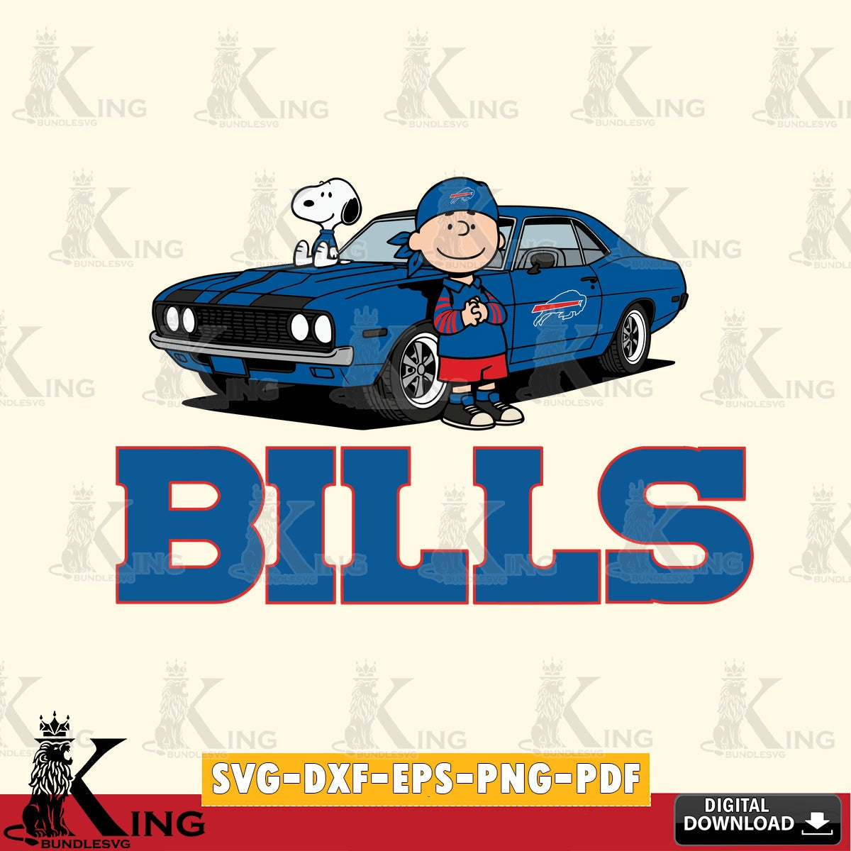 Buffalo Bills Peanuts Muscle Car Cricut file , Cut file  , Digital Download , PDF File , Instant Download