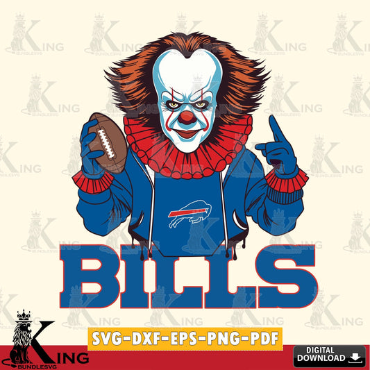 Eye-catching graphic of a Buffalo Bills Pennywise player football design, a digital clipart compatible with laser engraving and