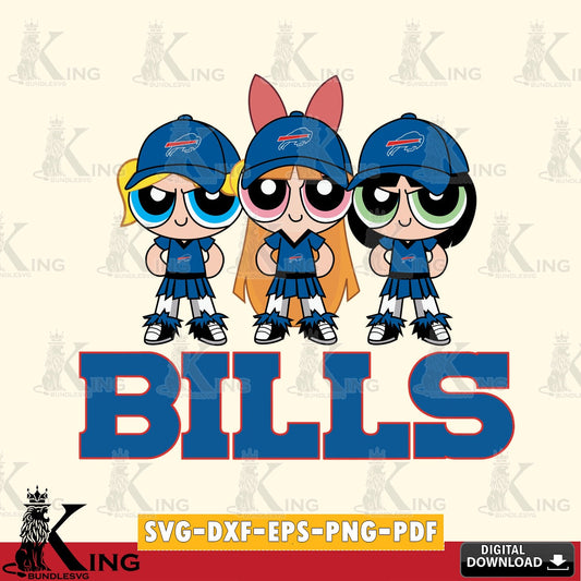 Creative design featuring Buffalo Bills PowerPuff Girls football, cut file ideal for vinyl projects and T-shirt printing