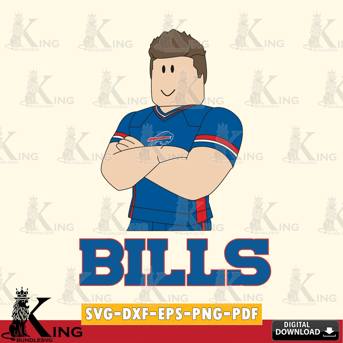 Custom design featuring Buffalo Bills Roblox Football, a high-quality vector for DIY scrapbooking and home decor.