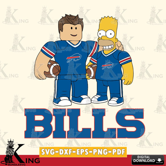 Digital clipart of Buffalo Bills Roblox Homer Simpson Football, a digital file for silhouette cameo and cricut projects