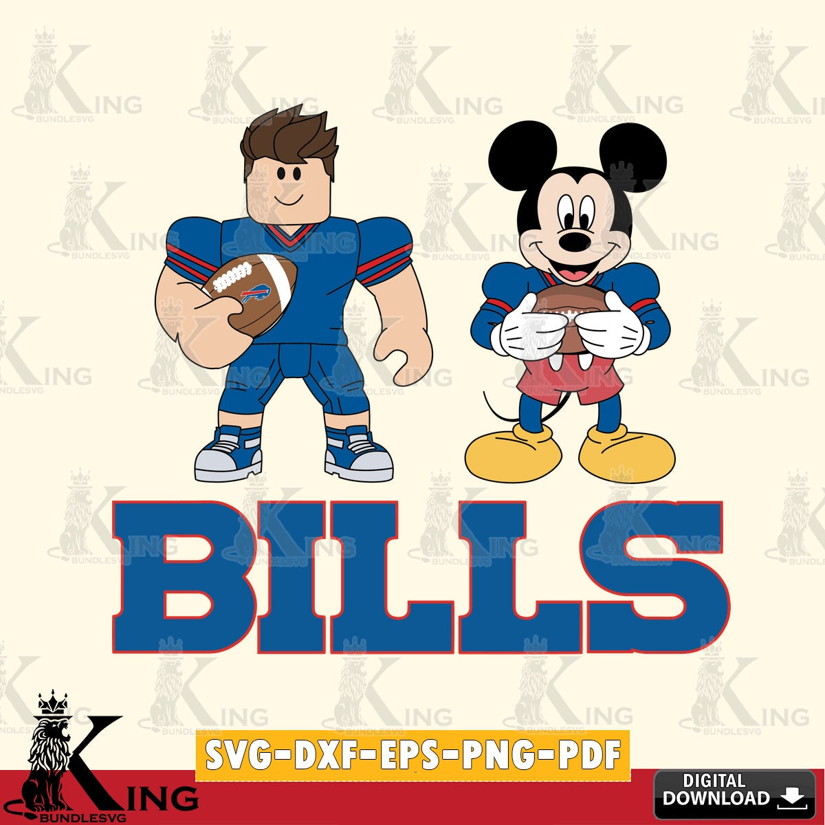Buffalo Bills Roblox & Mickey Football SVG file , Cricut, NFL  File cut , Digital Download , PDF File