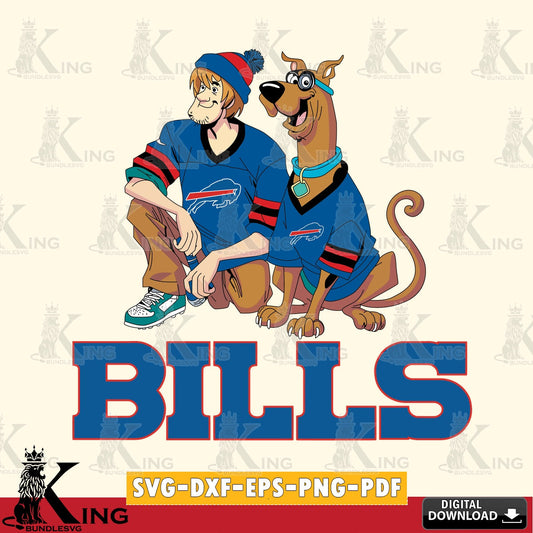 Digital download featuring Buffalo Bills Shaggy and Scooby Doo football, a printable vector design for sublimation and crafts.