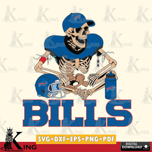 Stylish representation of a Buffalo Bills skeleton player playing football, a high-quality vector for DIY scrapbooking and home