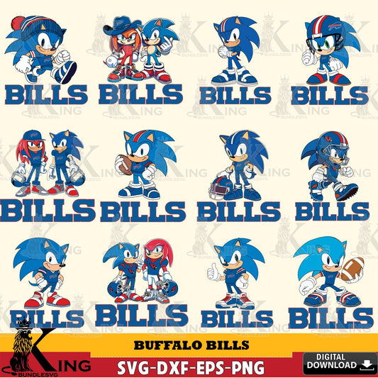 Complete bundle for Buffalo Bills Sonic & Knuckles NFL Football, a cut file ideal for vinyl projects and T-shirt printing
