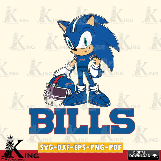 Detailed illustration of a Buffalo Bills Sonic Player Football SVG PNG files perfect for Cricut and Silhouette cutting